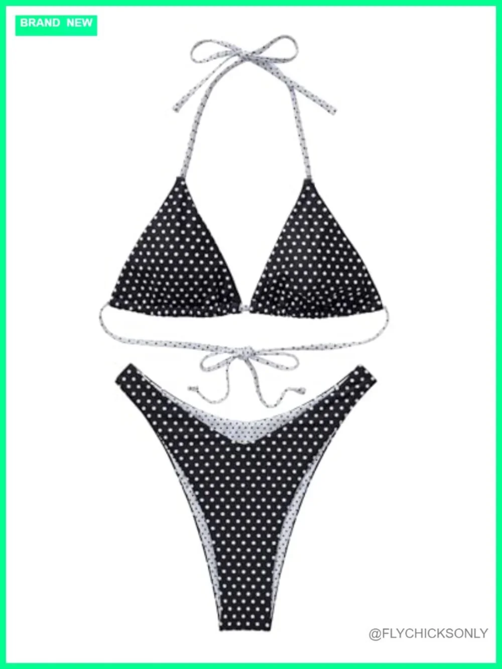 Halter Triangle Bikini Set Reversible Thong High Waist 80% Nylon 20% Spandex